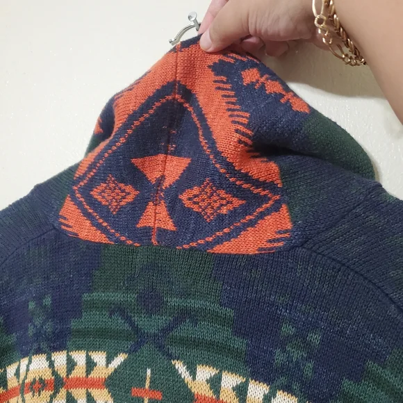 S O L D.Polo Ralph Lauren Southwestern Aztec Native Multi Shawl Cardigan Sweater - Picture 9 of 12